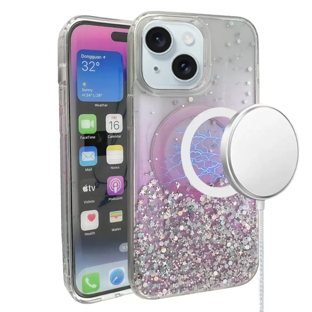 iPhone 15 Plus/iPhone 14 Plus Bling MagSafe Twotone Eco Pink